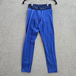 Nike Men Legging M Blue Pro Combat Activewear Swoosh Cropped 23" Inseam